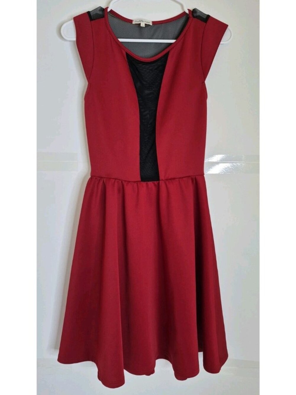 Charlotte Russe Cap Sleeve Red Black Evening Dress Women's Size S